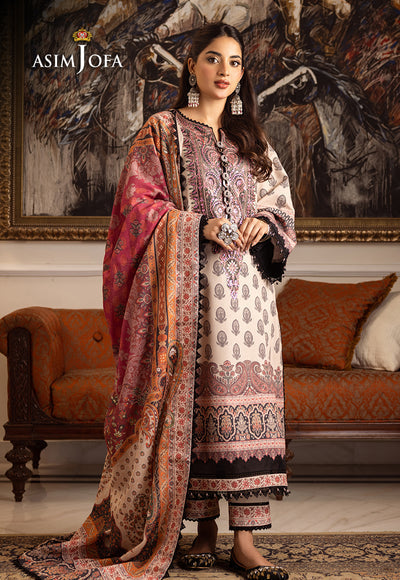 Asim Jofa 3 Piece Custom Stitched Suit - Beige - LB285086