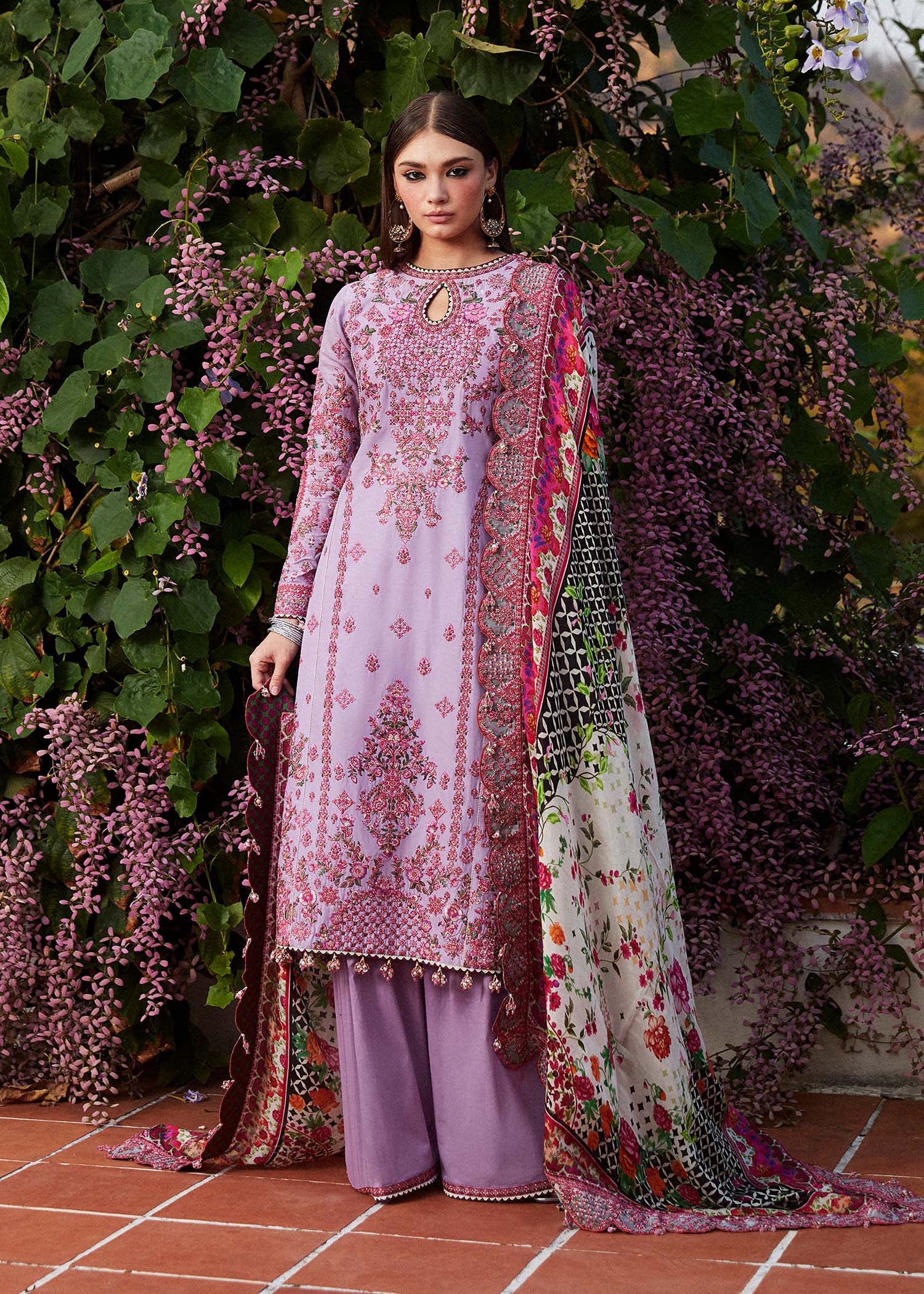 Hussain Rehar 3 Piece Custom Stitched Suit - Purple - LB286566