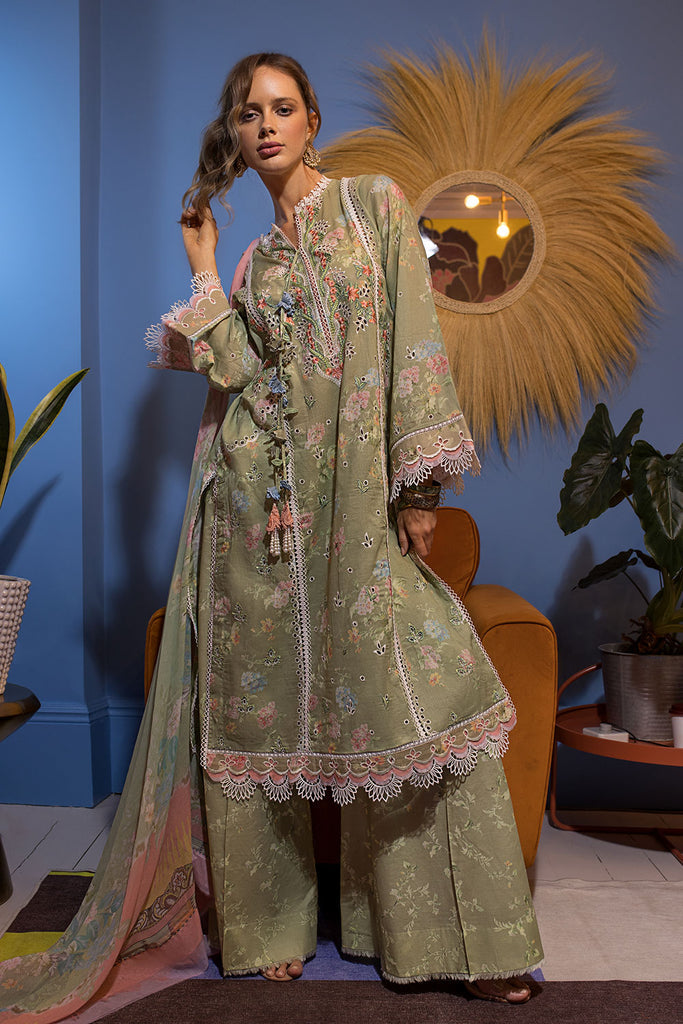 Sobia Nazir 3 Piece Custom Stitched Suit - Green - LB285784