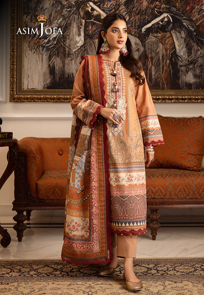 Asim Jofa 3 Piece Custom Stitched Suit - Beige - LB285064