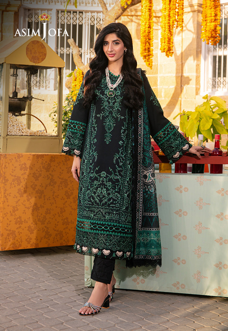 Asim Jofa 3 Piece Custom Stitched Suit - Black - LB285878