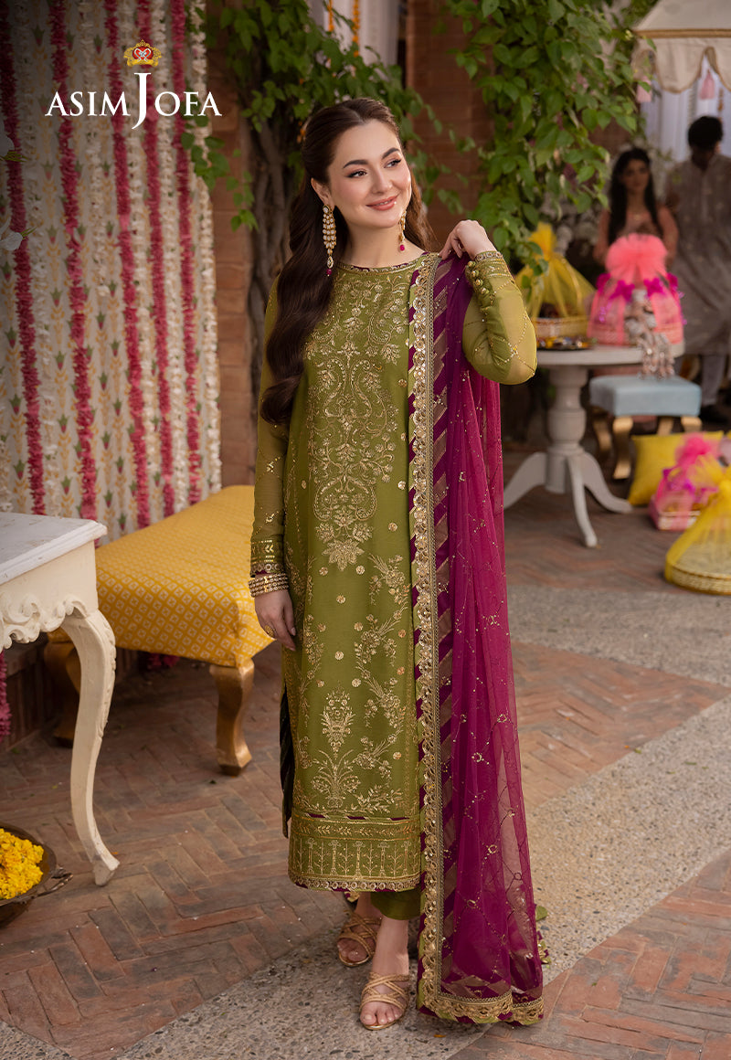 Asim Jofa 3 Piece Custom Stitched Suit - Green - LB287270