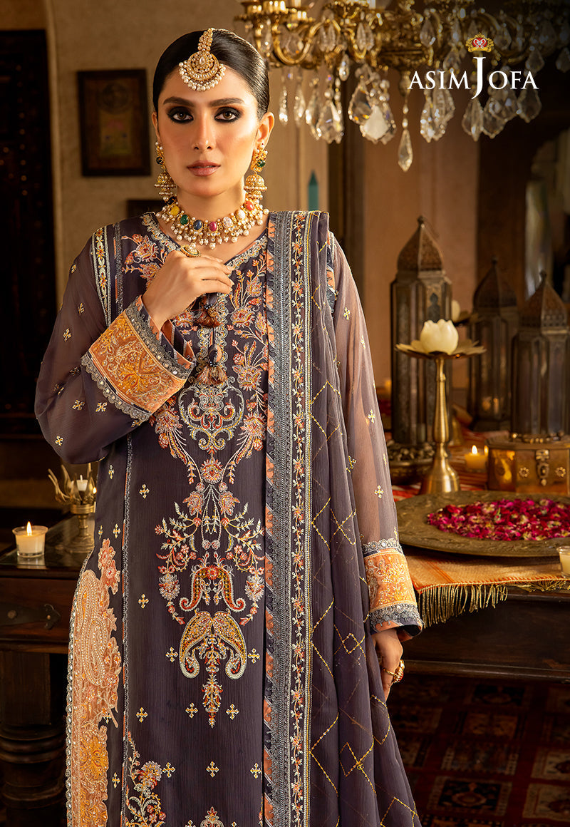 Asim Jofa 3 Piece Custom Stitched Suit - Purple - LB285007