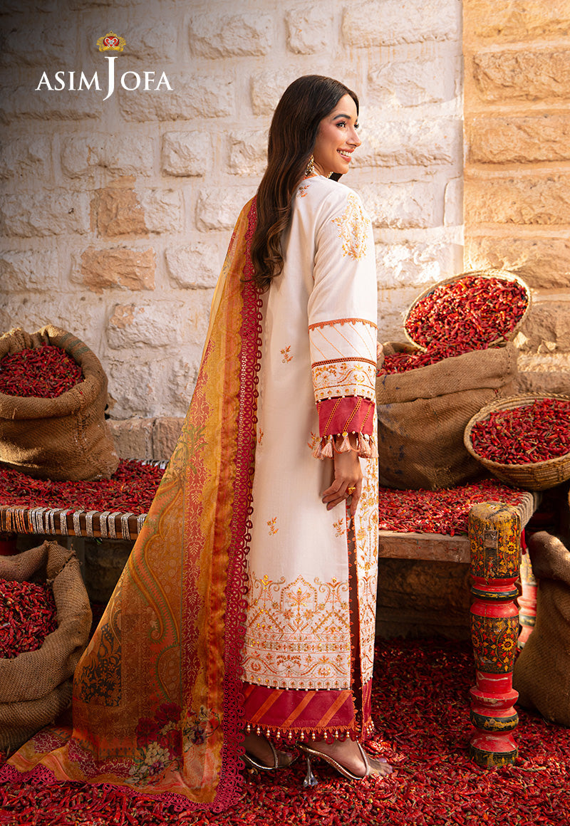 Asim Jofa 3 Piece Custom Stitched Suit - White - LB285868