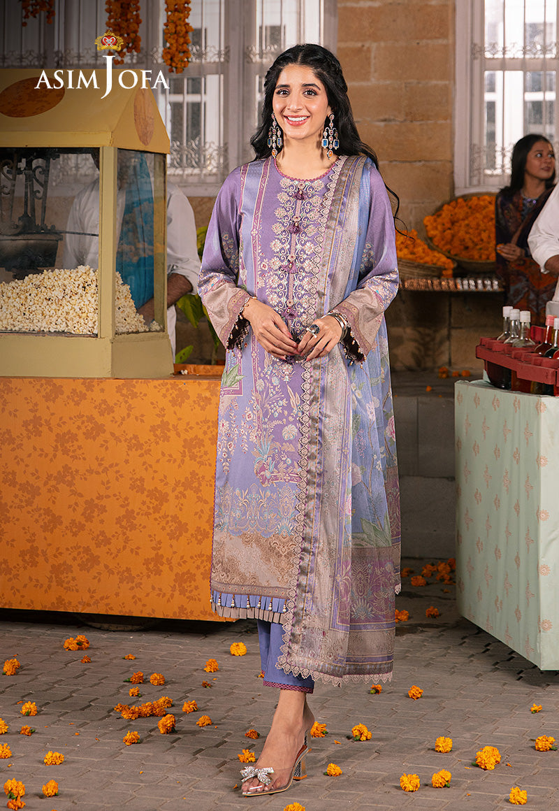 Asim Jofa 3 Piece Custom Stitched Suit - Purple - LB285882