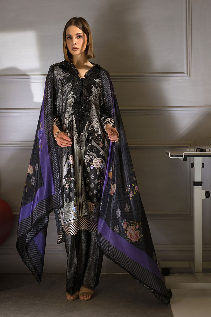 Sobia Nazir 3 piece Custom Stitched Suit - Black - LB285406