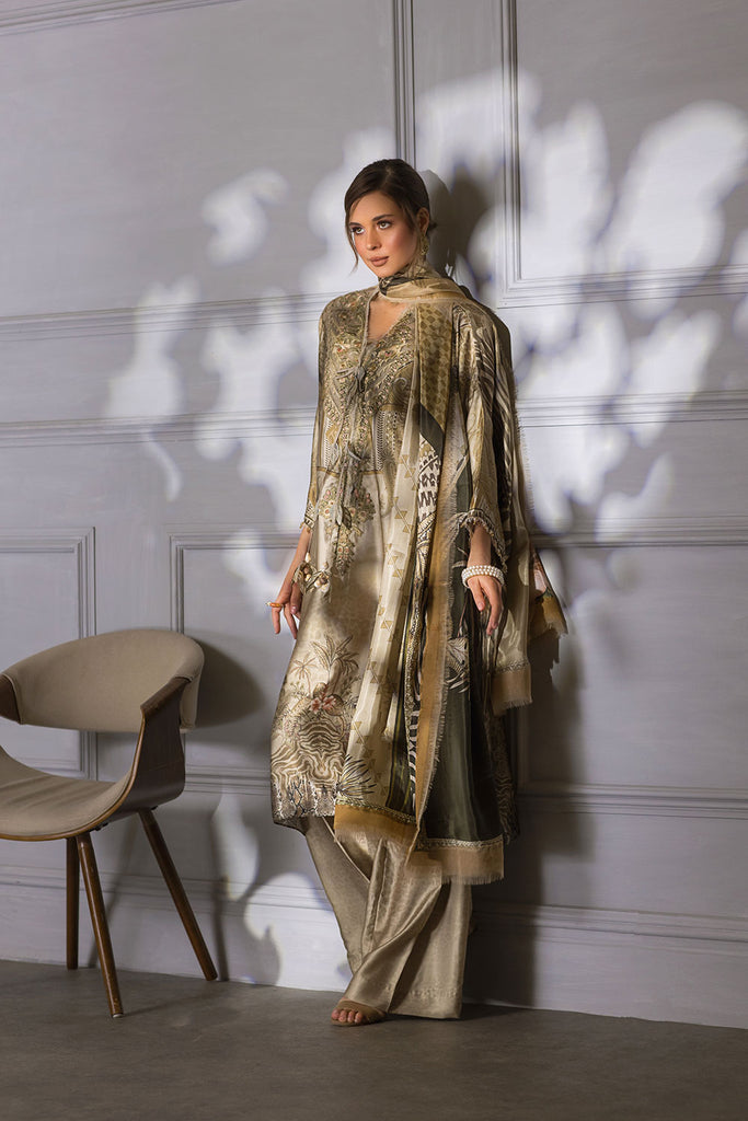 Sobia Nazir 3 piece Custom Stitched Suit - Beige - LB285405