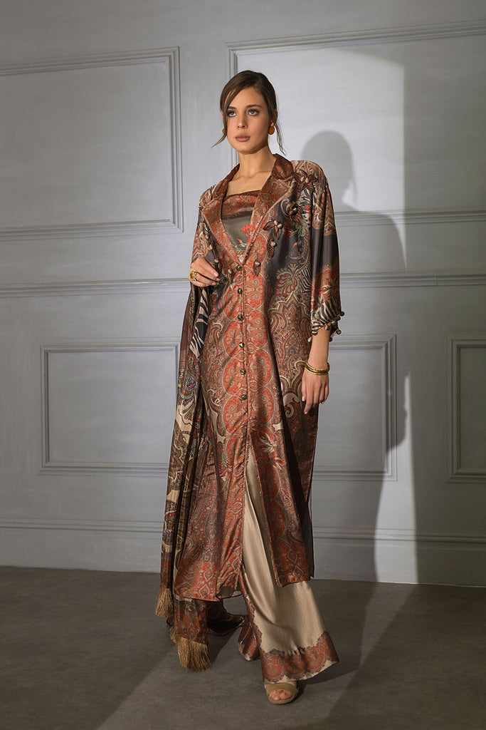 Sobia Nazir 3 piece Custom Stitched Suit - Brown - LB285404