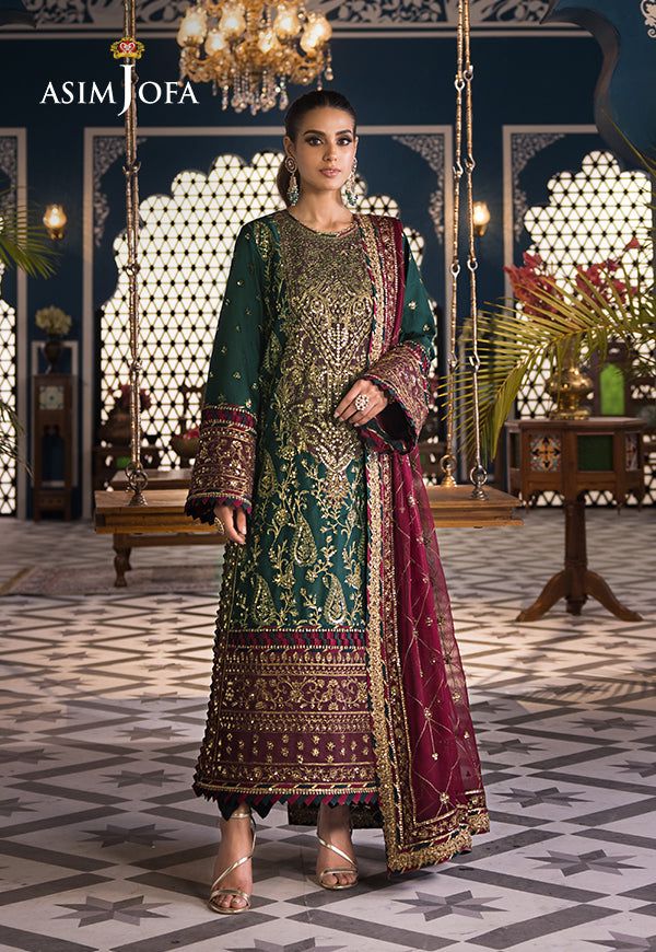 Asim Jofa 3 Piece Custom Stitched Suit - Green - LB286469