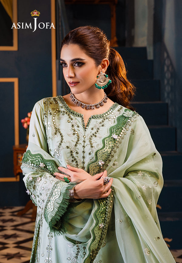 Asim Jofa 3 Piece Custom Stitched Suit - Green - LB286457