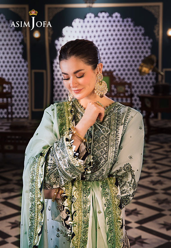 Asim Jofa 3 Piece Custom Stitched Suit - Green - LB286465