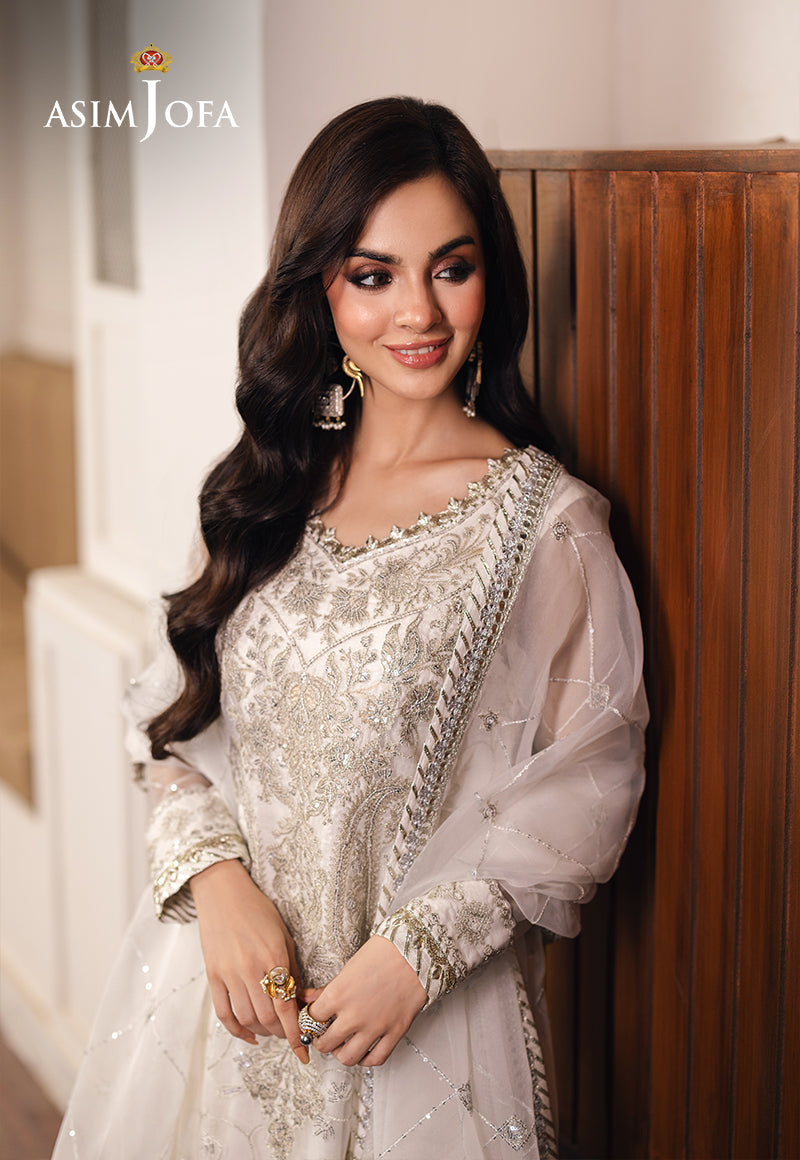 Asim Jofa 3 Piece Custom Stitched Suit - Off-White - LB289320