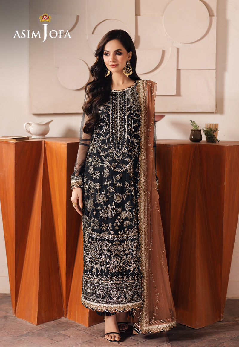 Asim Jofa 3 Piece Custom Stitched Suit - Black - LB289318