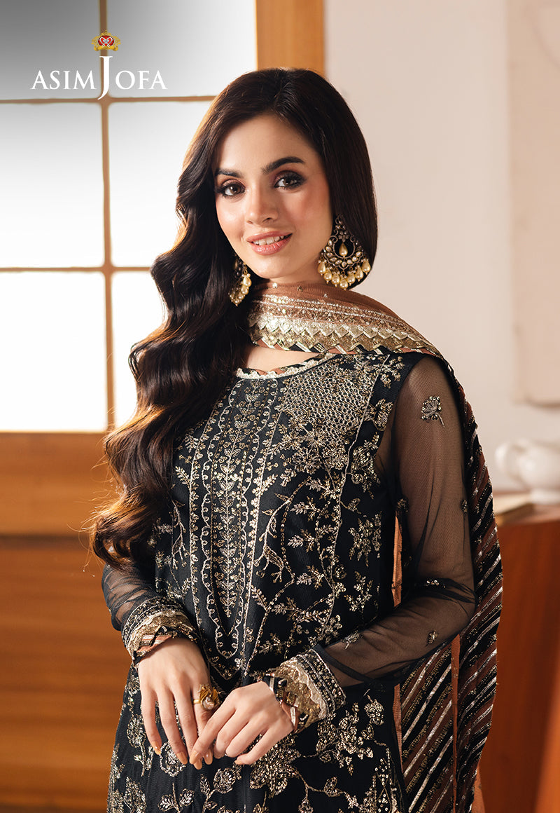 Asim Jofa 3 Piece Custom Stitched Suit - Black - LB289318