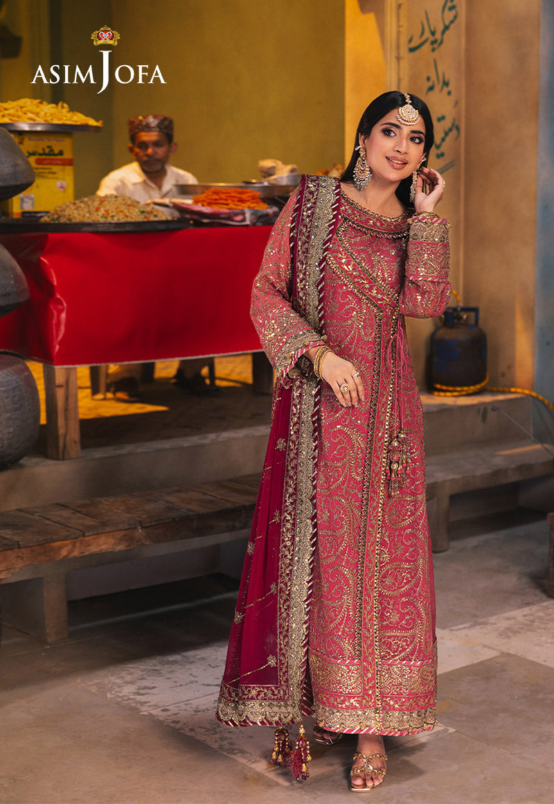 Asim Jofa 3 Piece Custom Stitched Suit - Pink - LB287484