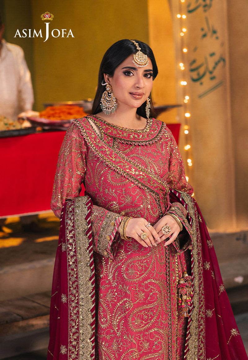 Asim Jofa 3 Piece Custom Stitched Suit - Pink - LB287484