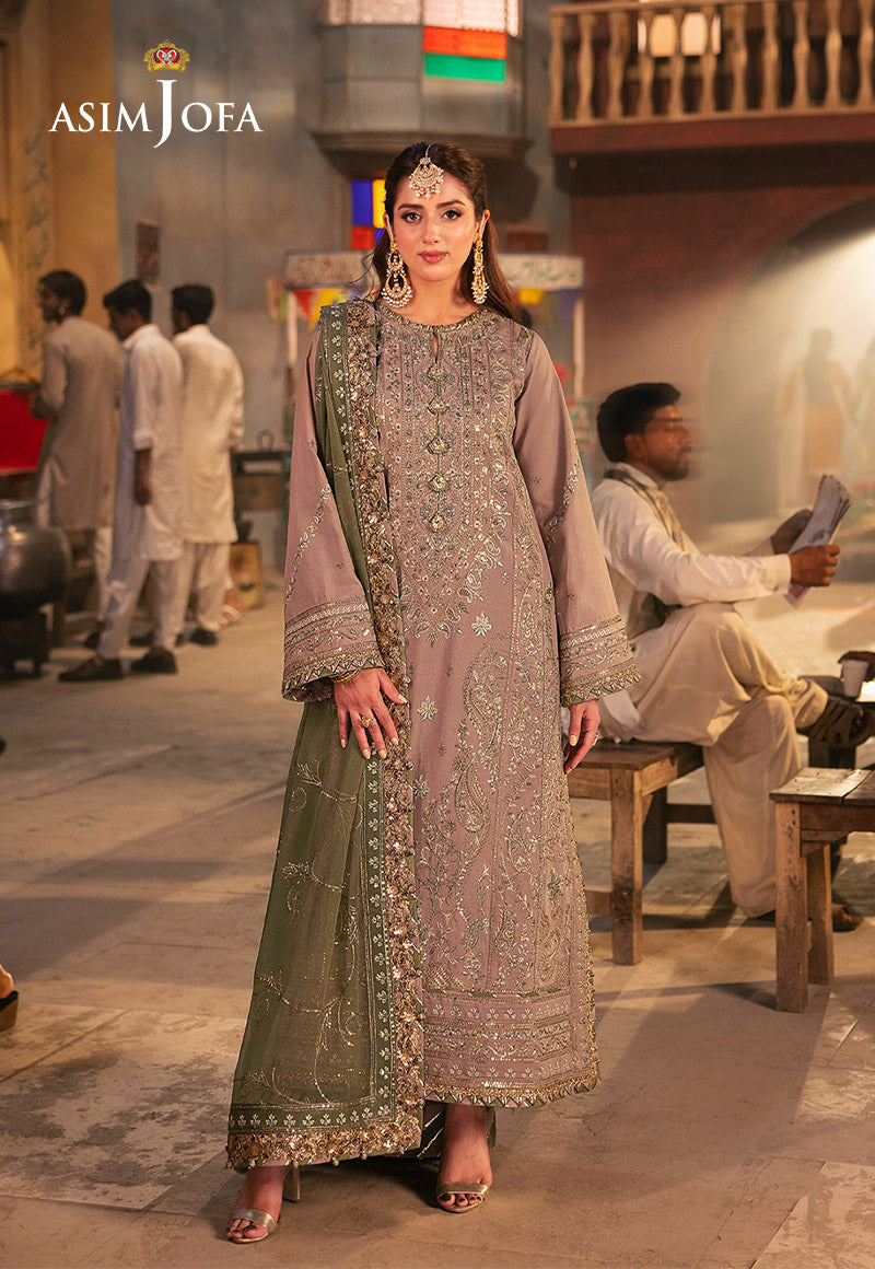 Asim Jofa 3 Piece Custom Stitched Suit - Beige - LB287469