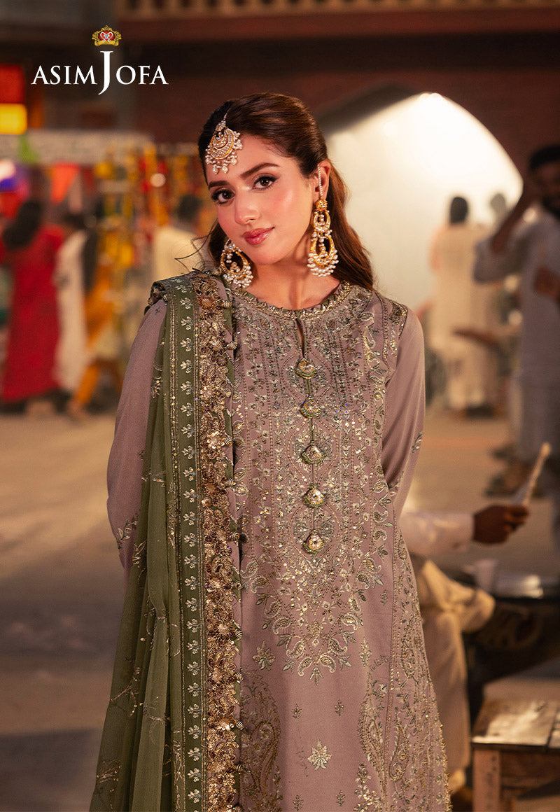 Asim Jofa 3 Piece Custom Stitched Suit - Beige - LB287469