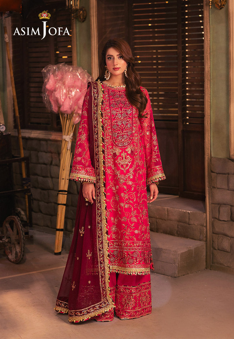 Asim Jofa 3 Piece Custom Stitched Suit - Pink - LB287462