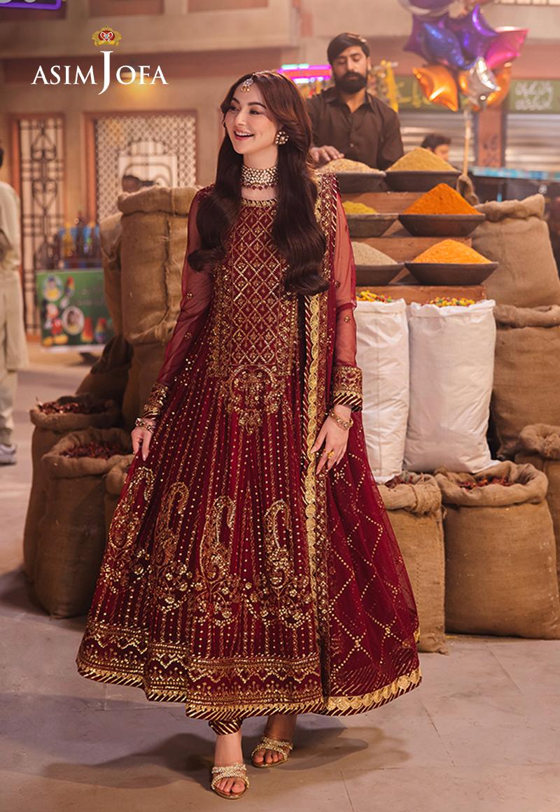 Asim Jofa 3 Piece Custom Stitched Suit - Red - LB287482