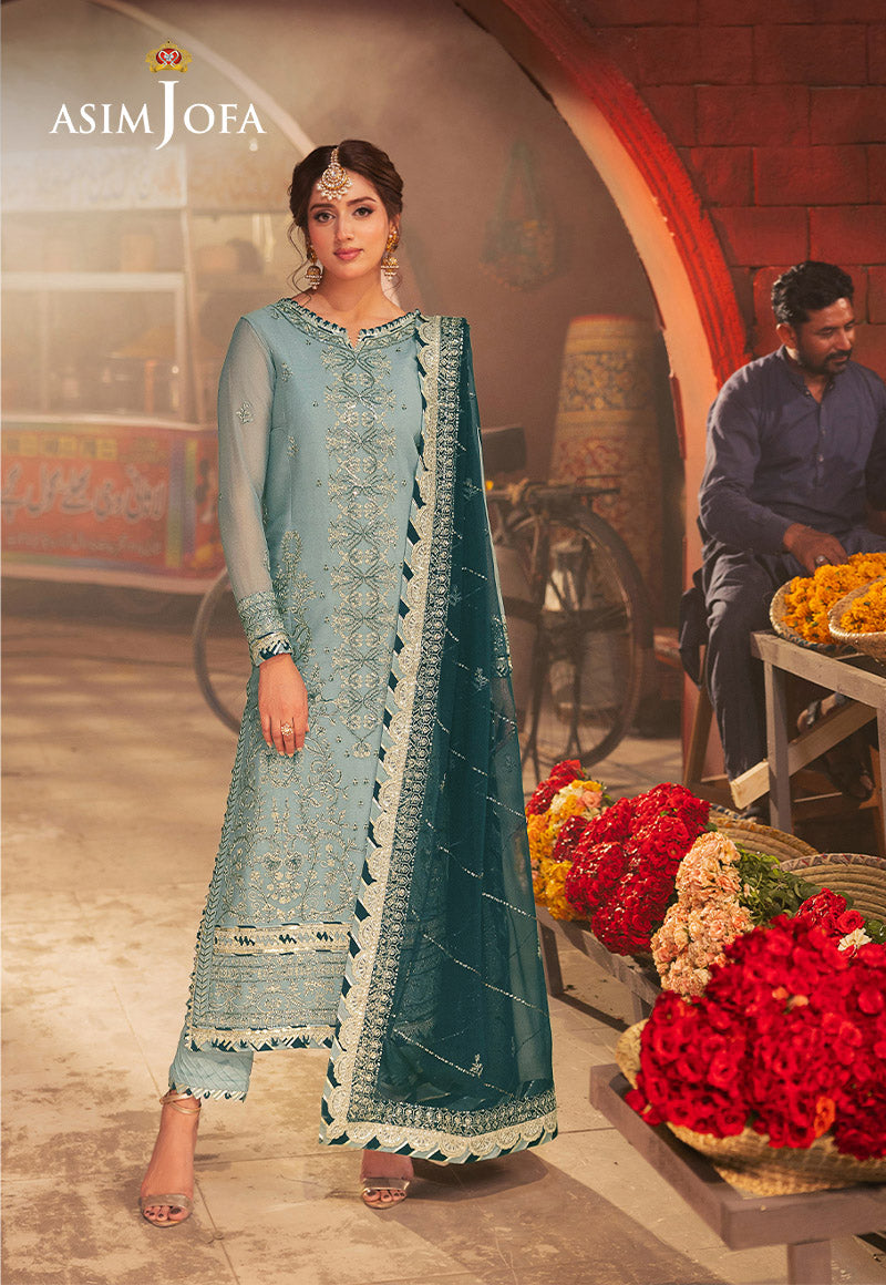 Asim Jofa 3 Piece Custom Stitched Suit - Green - LB287467