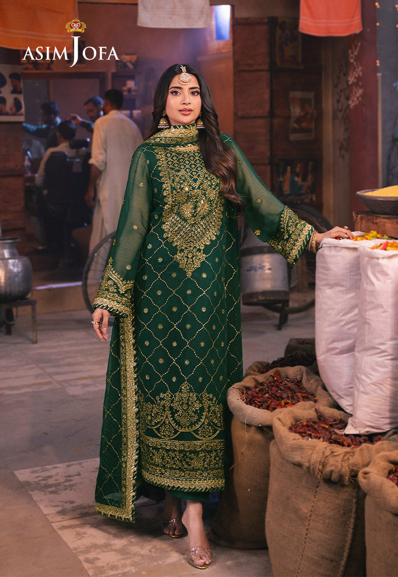 Asim Jofa 3 Piece Custom Stitched Suit - Green - LB287472