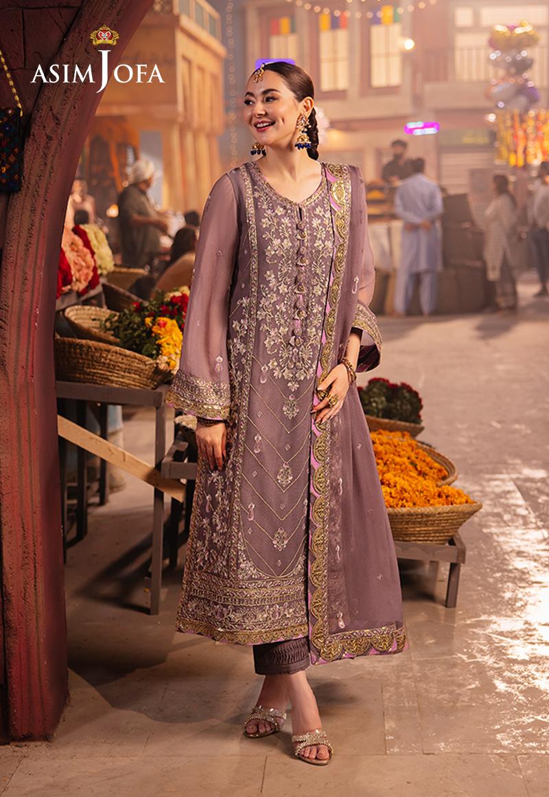 Asim Jofa 3 Piece Custom Stitched Suit - Purple - LB287481