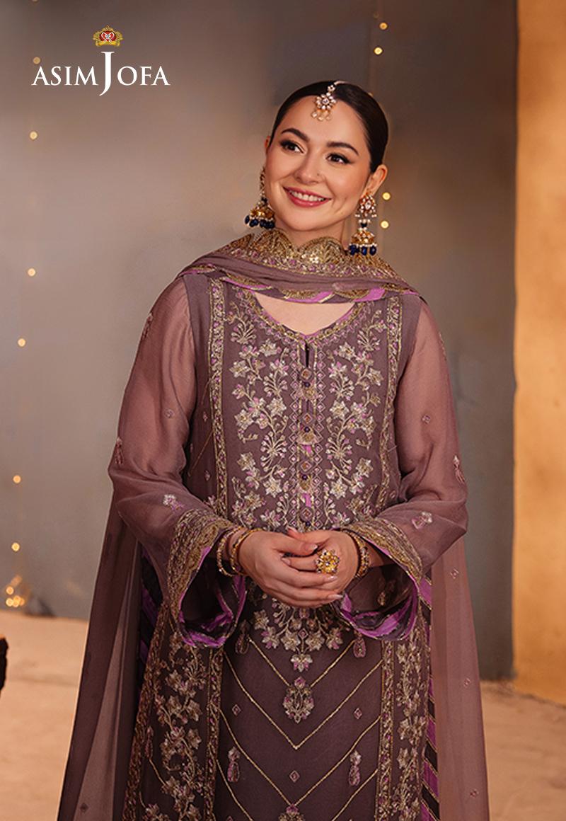 Asim Jofa 3 Piece Custom Stitched Suit - Purple - LB287481