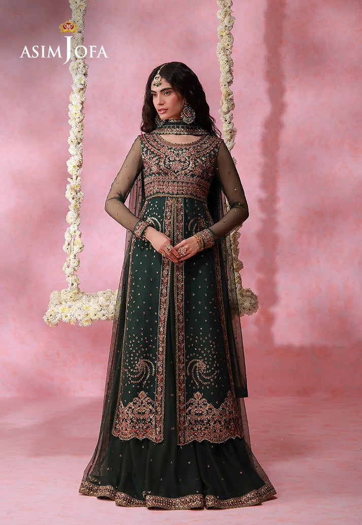 Asim Jofa 3 Piece Custom Stitched Suit - Green - LB31653