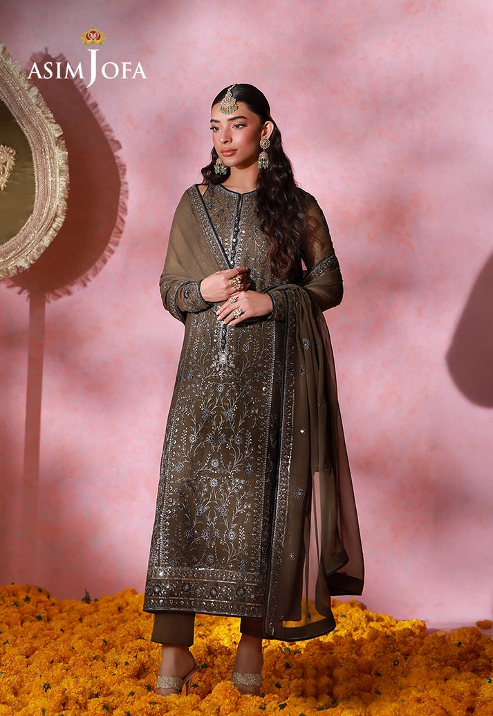 Asim Jofa 3 Piece Custom Stitched Suit - Green - LB31650