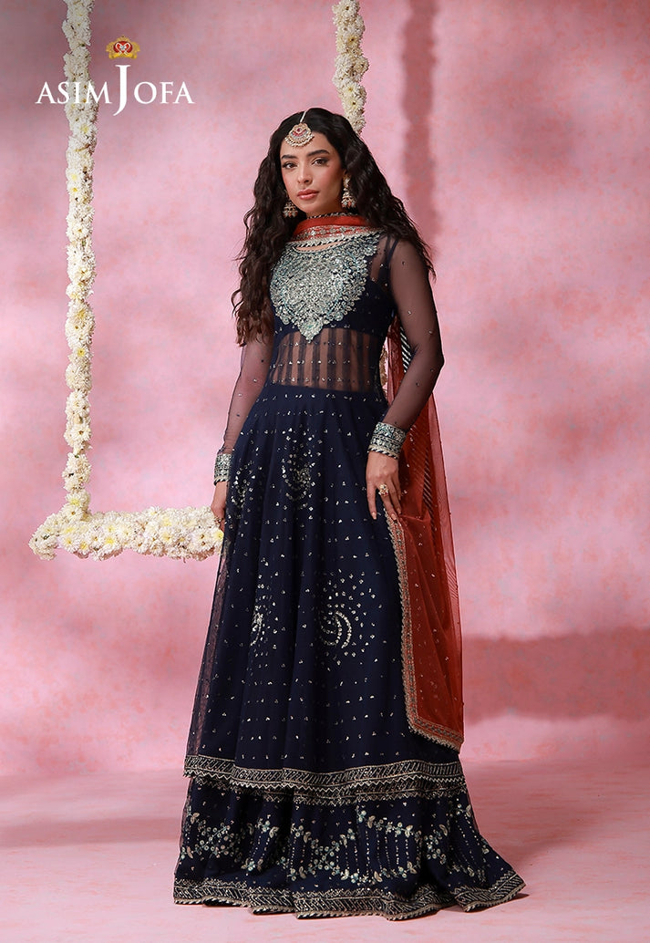 Asim Jofa 3 Piece Custom Stitched Suit - Blue - LB31651