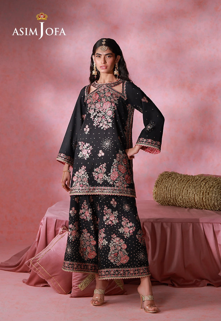 Asim Jofa 2 Piece Custom Stitched Suit - Black - LB31655