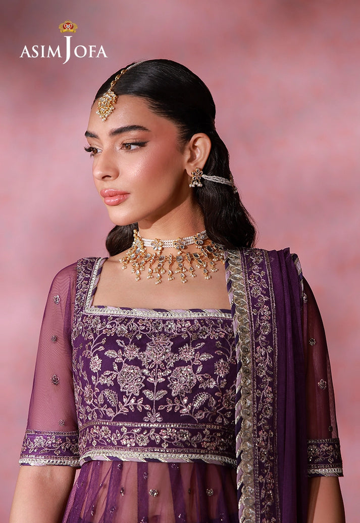 Asim Jofa 3 Piece Custom Stitched Suit - Purple - LB31656
