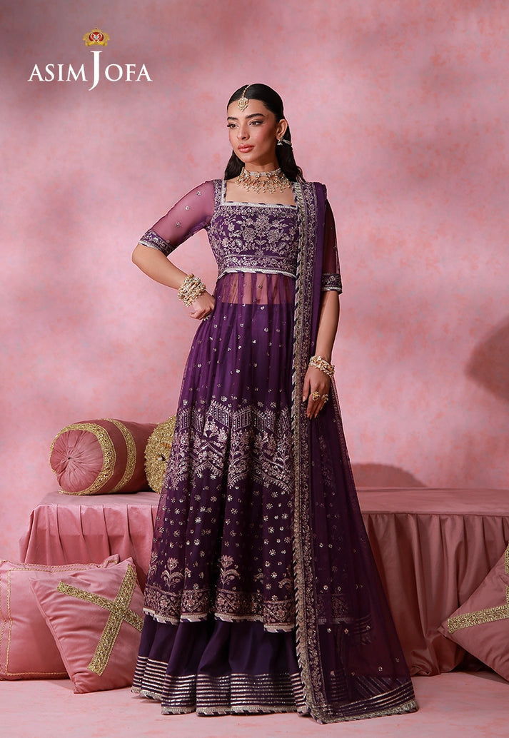 Asim Jofa 3 Piece Custom Stitched Suit - Purple - LB31656