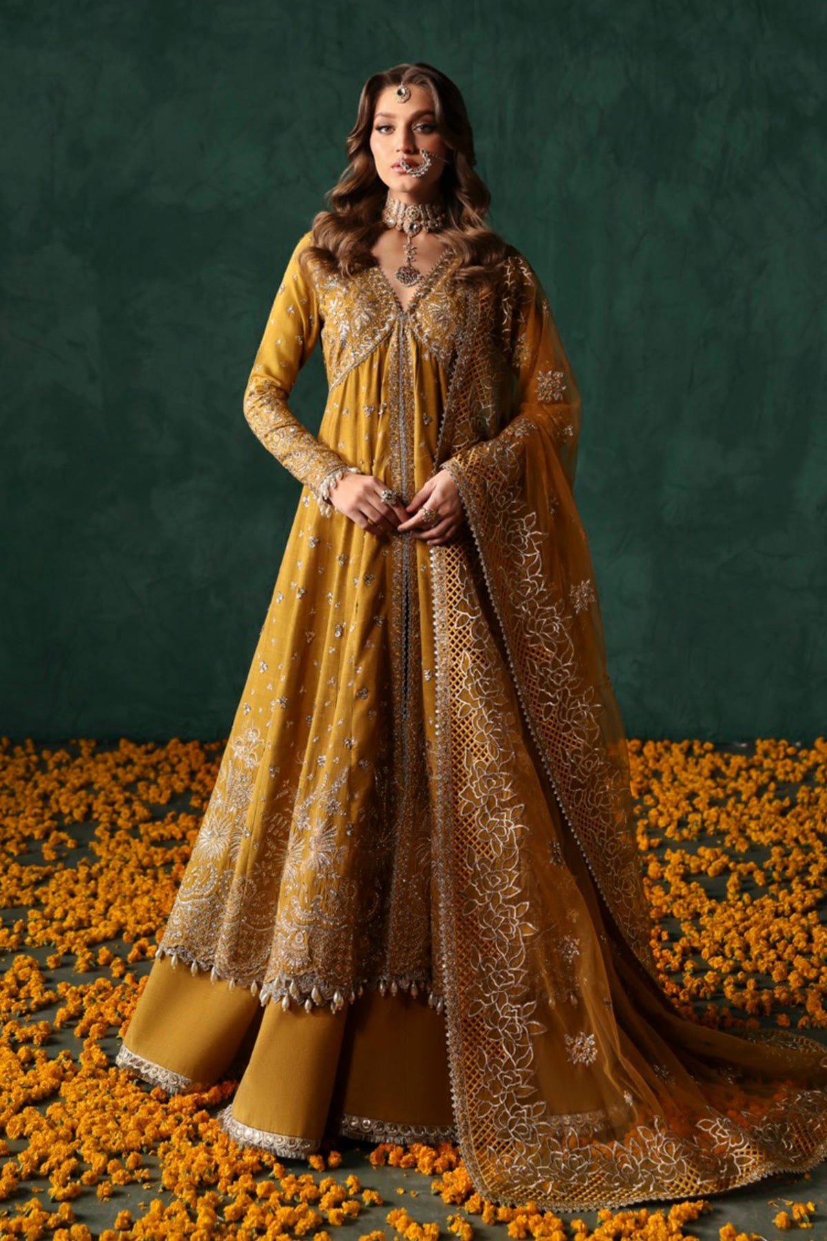 Afrozeh 3 Piece Custom Stitched Suit - Mustard - LB289273