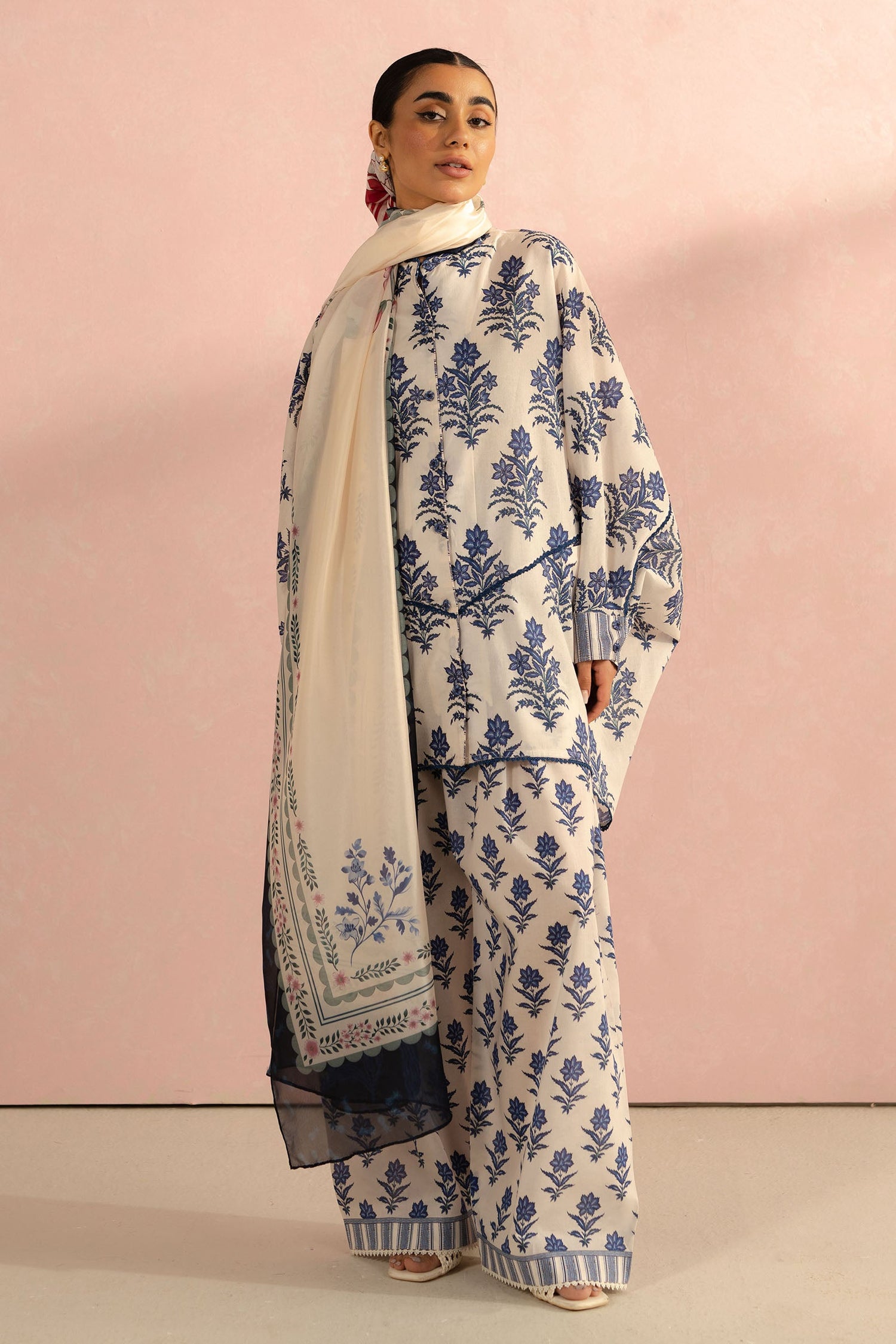 Zara Shahjahan 3 Piece Custom Stitched Suit - Blue - LB29104