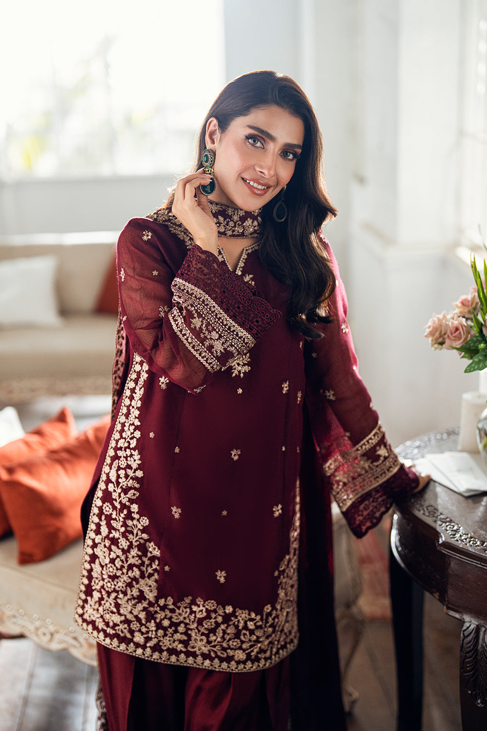 Azure 3 Piece Custom Stitched Suit - Maroon - LB29731