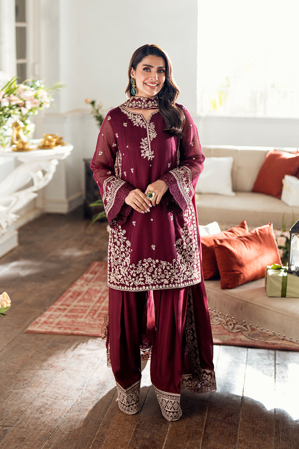 Azure 3 Piece Custom Stitched Suit - Maroon - LB29731