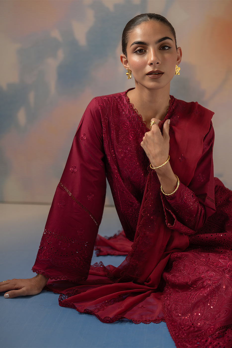 Beechtree 3 Piece Custom Stitched Suit - Maroon - LB31111