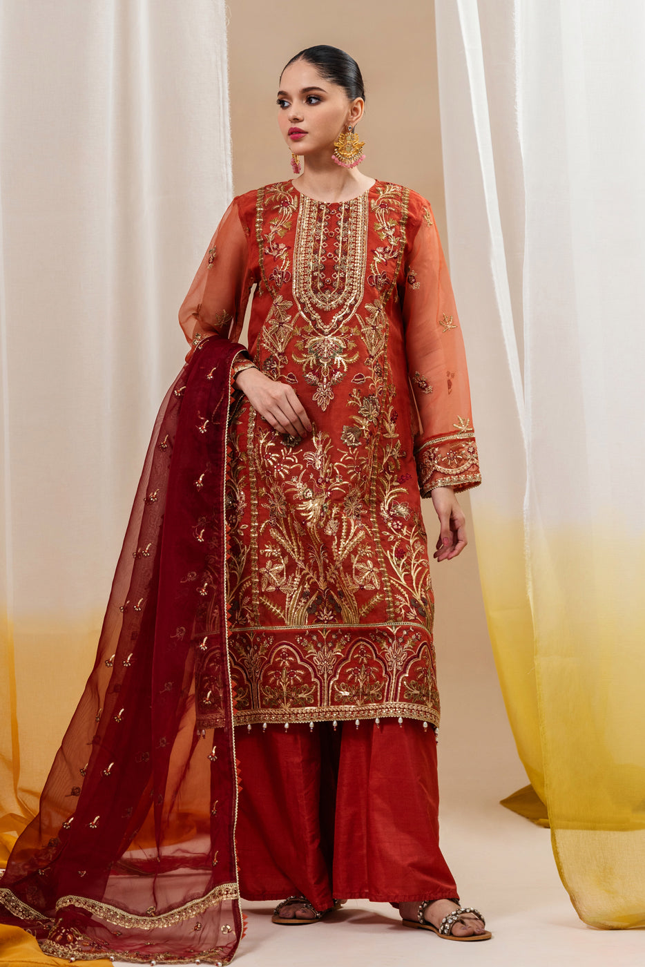 Beechtree 3 Piece Custom Stitched Suit - Orange - LB285503