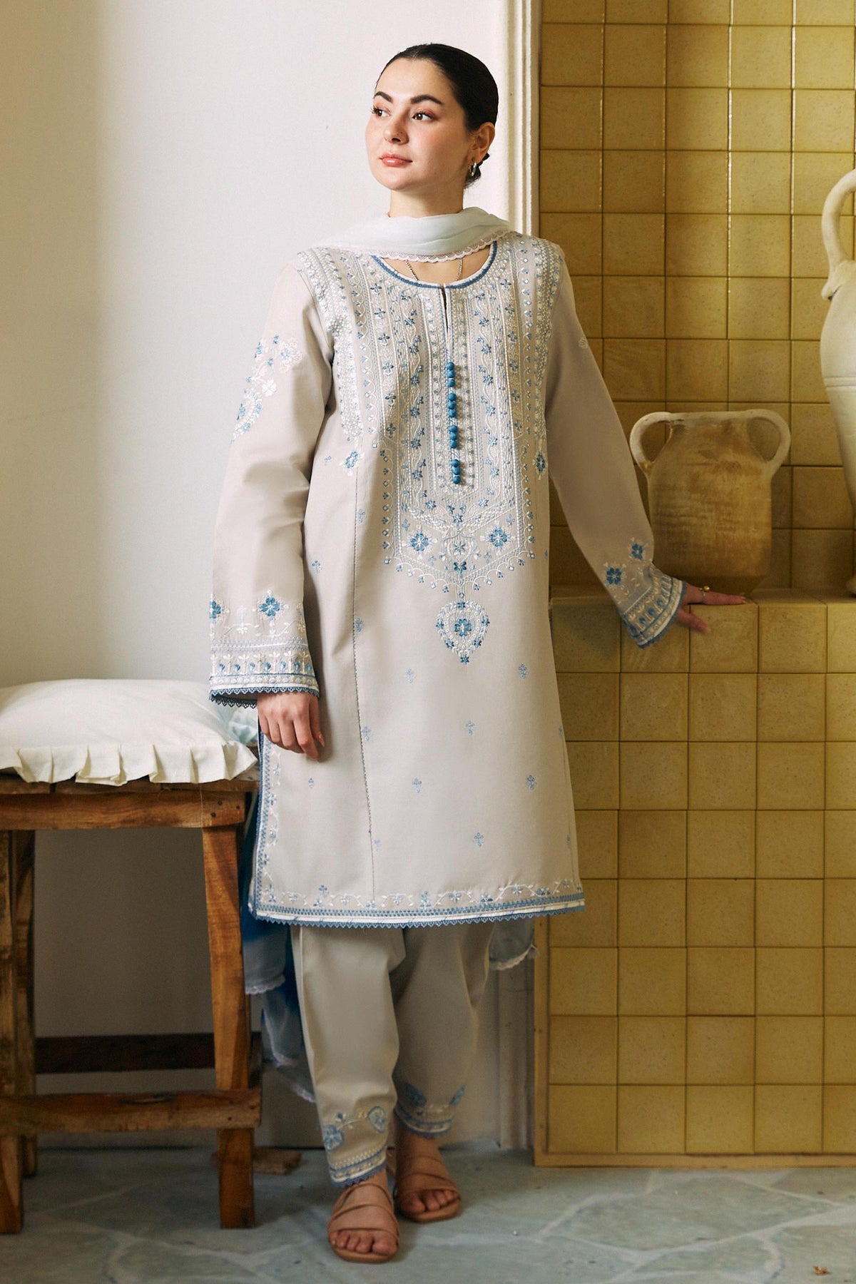 Zara Shahjahan 3 Piece Custom Stitched Suit - Gray - LB285837