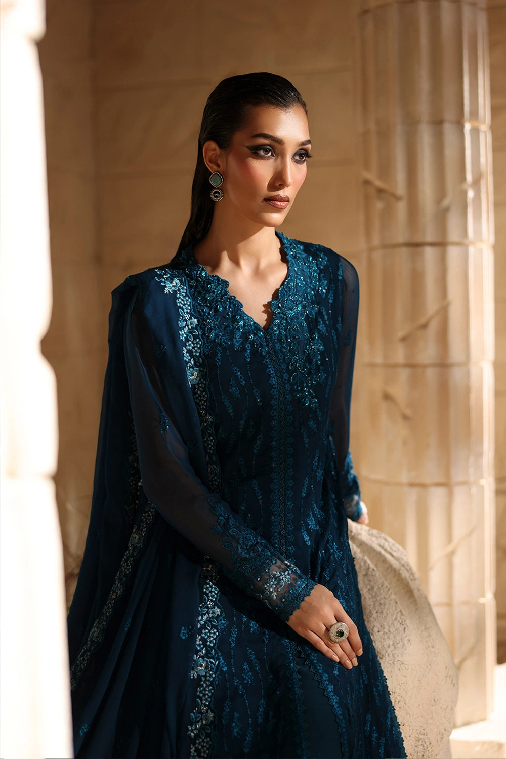 Azure 3 Piece Custom Stitched Suit - Blue - LB31075