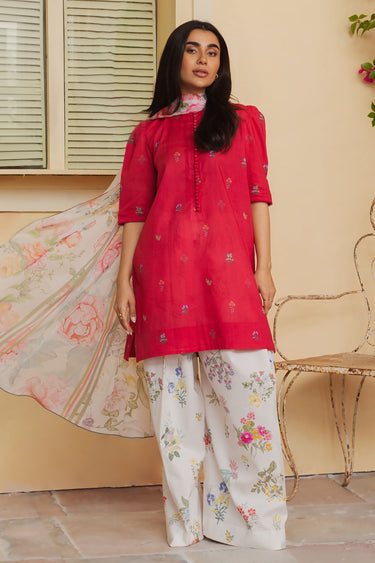 Zara Shahjahan 3 Piece Custom Stitched Suit - Pink - LB287830