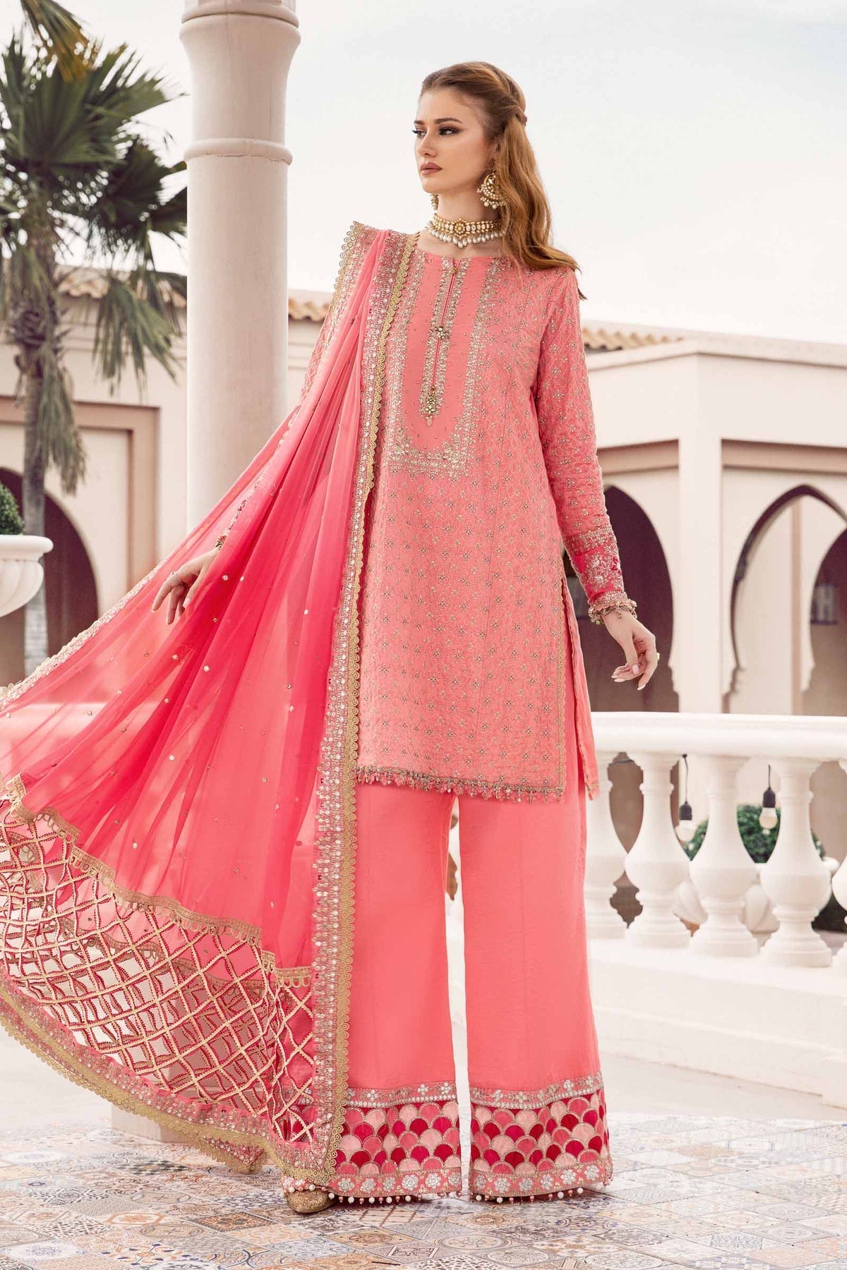 Maria.B 3 Piece Custom Stitched Suit - Pink - LB28397