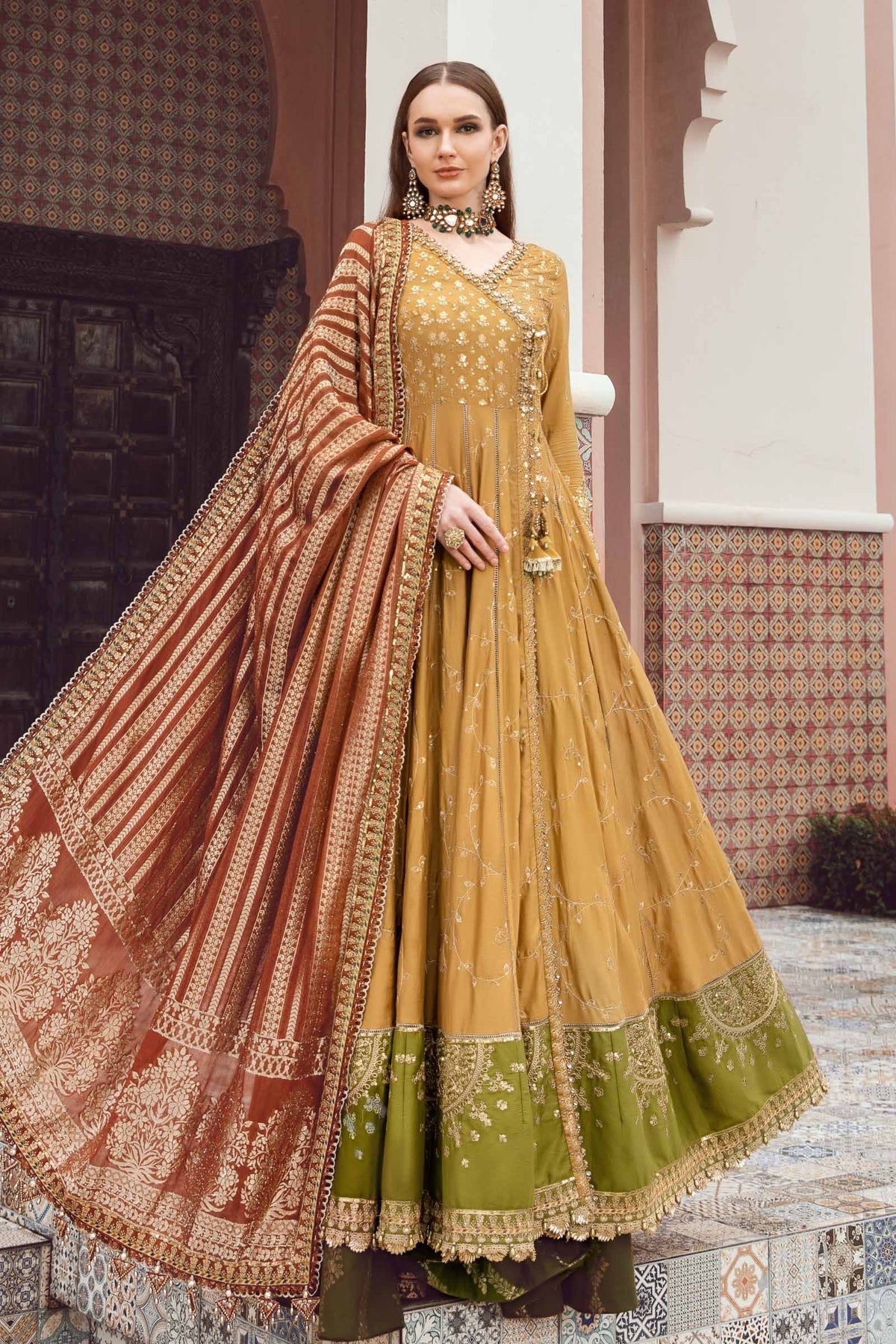 Maria.B 3 Piece Custom Stitched Suit - Yellow - LB28396