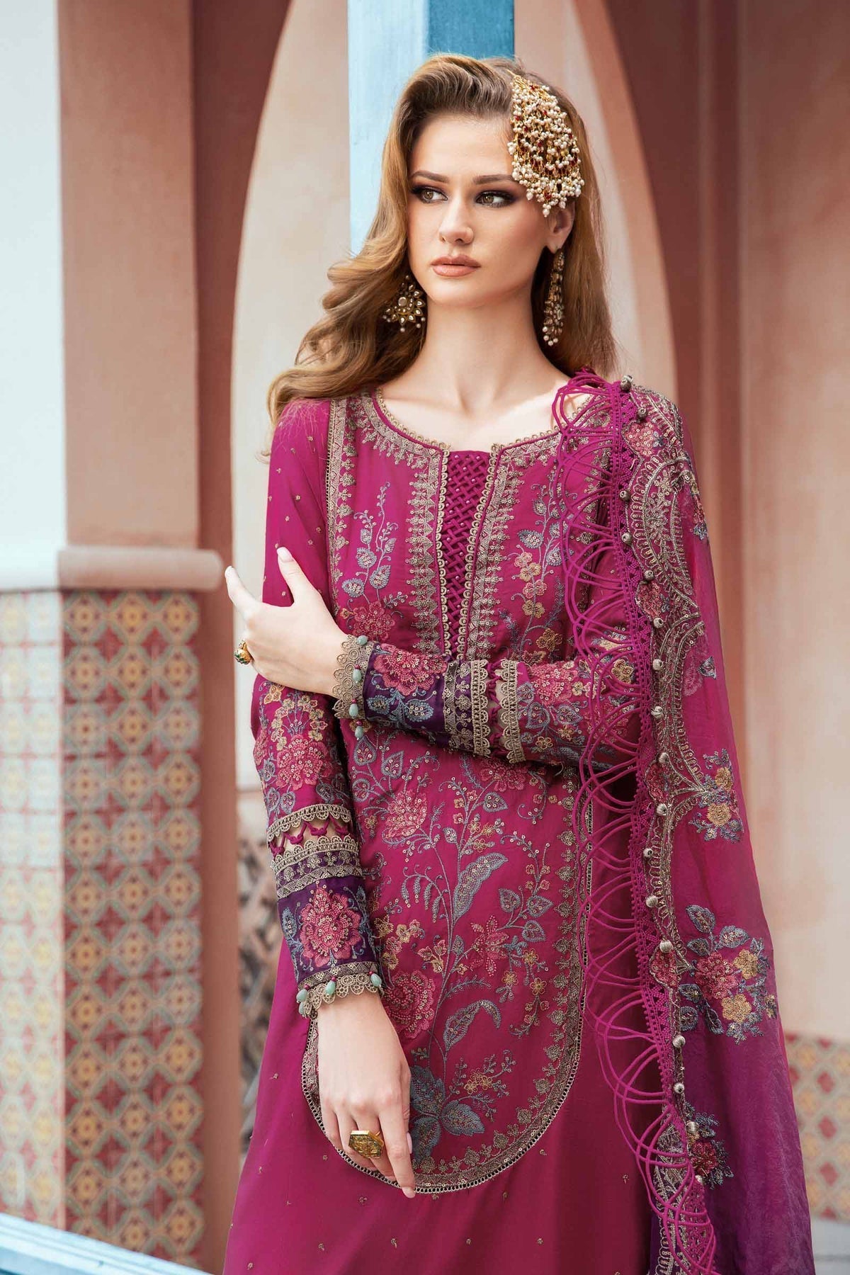 Maria.B 3 Piece Custom Stitched Suit - Purple - LB28395