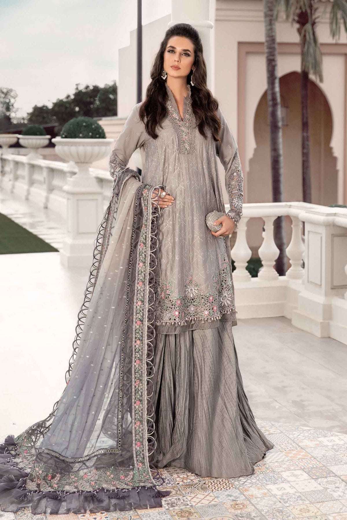 Maria.B 3 Piece Custom Stitched Suit - Gray - LB28398