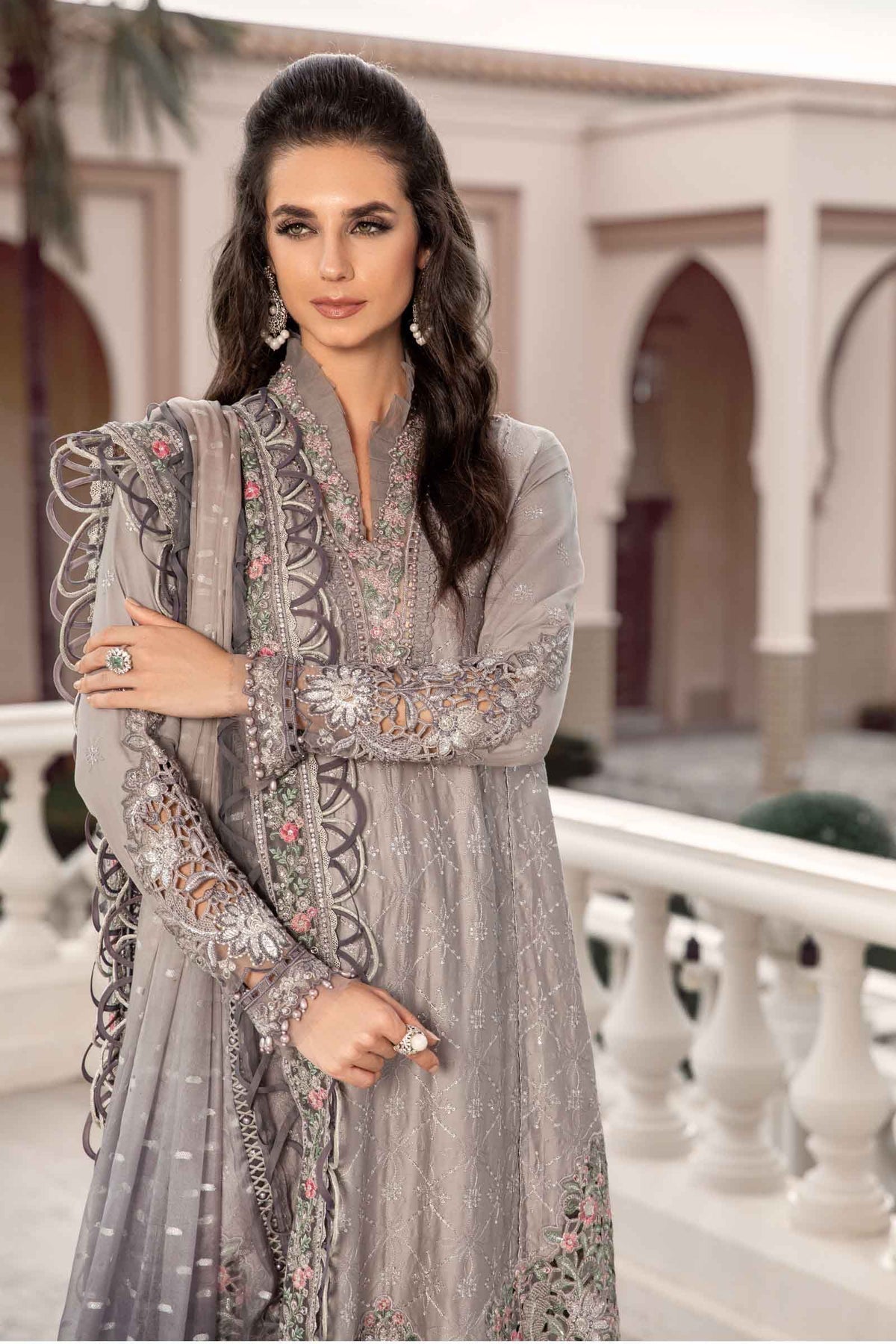 Maria.B 3 Piece Custom Stitched Suit - Gray - LB28398