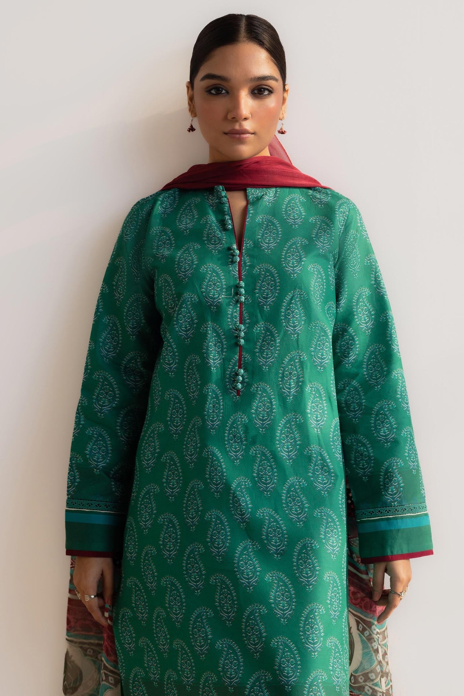 Zara Shahjahan 3 Piece Custom Stitched Suit - Green - LB285760