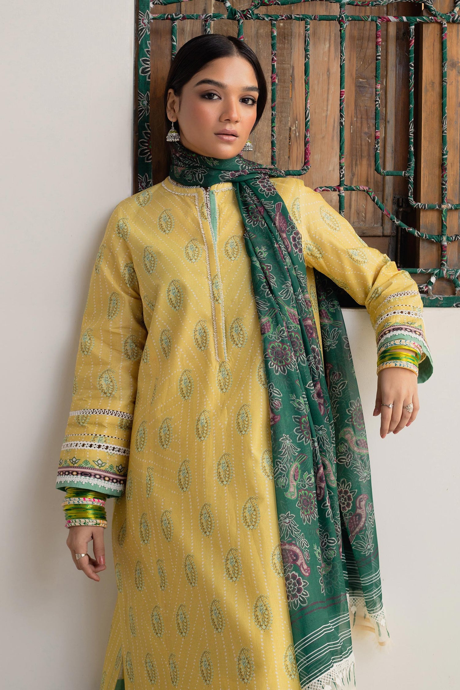 Zara Shahjahan 3 Piece Custom Stitched Suit - Yellow - LB285765